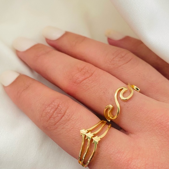 Ocean Wave Ring, Star Ring - Picture 6 of 9